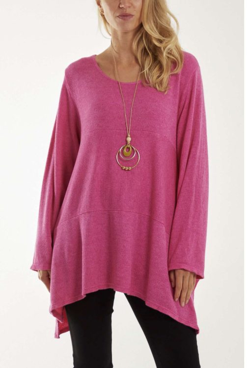 Fine Knit Tunic Top in 3 Colours with Necklace Runway Boutique